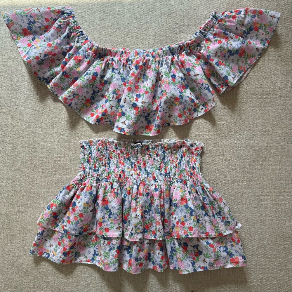 Monnalisa Floral Skirt & Top Set